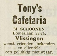 Tony's (Schoonen) Cafetaria Bosjeslaan 29-12-1973.jpg